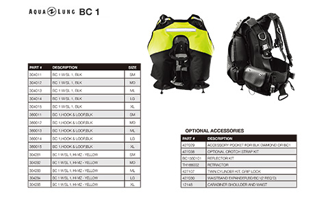 AquaLung BC1 军事 / 公共安全 BCD 浮力补偿器