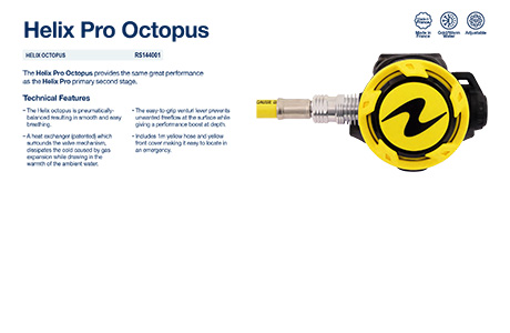 AquaLung Helix Pro 潜水呼吸调节器备用二级头