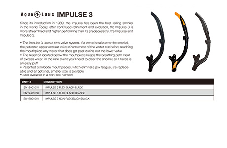 Apeks IMPULSE_3 潜水呼吸管 / 通气管