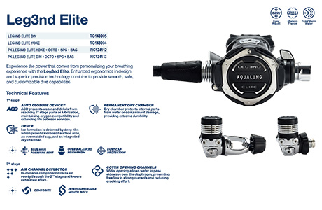 AquaLung Leg3nd Elite 潜水呼吸调节器