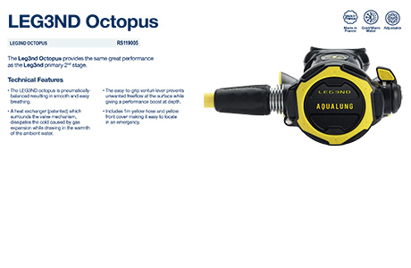 AquaLung Leg3nd 潜水呼吸调节器备用二级头