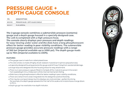 Apeks PRESSURE GAUGE DEPTH GAUGE CONSOLE 潜水残压表 + 深度表（二联表）