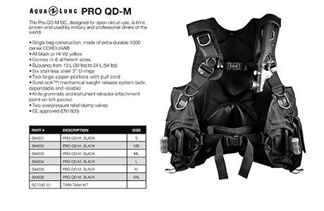 AquaLung PRO QD-M 军事 / 公共安全 BCD 浮力补偿器